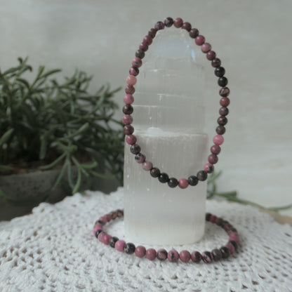 Rhodonite bead bracelet 4mm