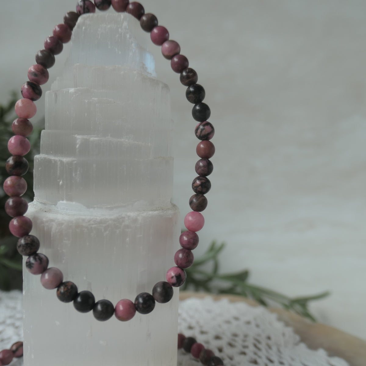 Rhodonite bead bracelet 4mm