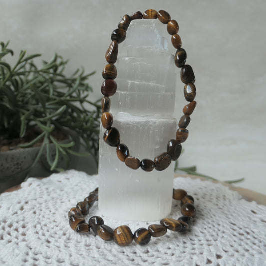 Gold Tigers Eye Nugget Bracelet 4-6mm