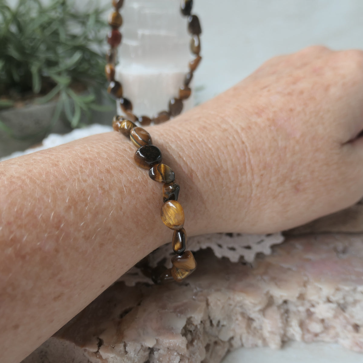 Gold Tigers Eye Nugget Bracelet 4-6mm