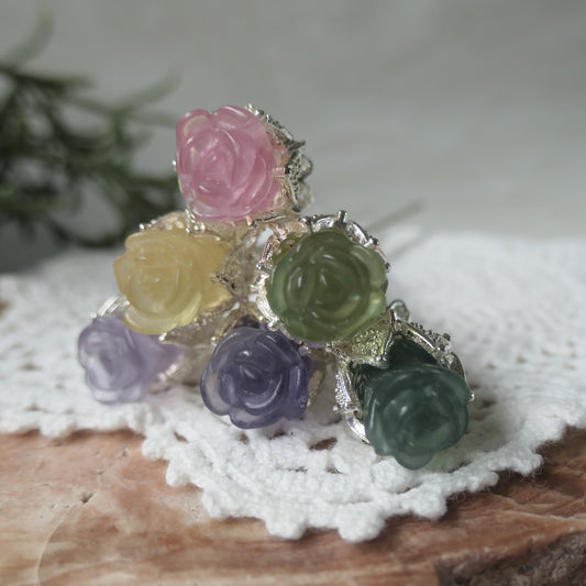 Fluorite Rose Hair Pin