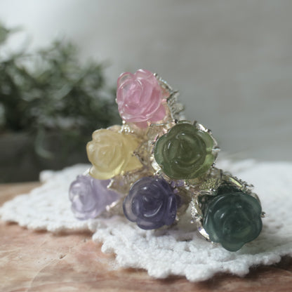 Fluorite Rose Hair Pin