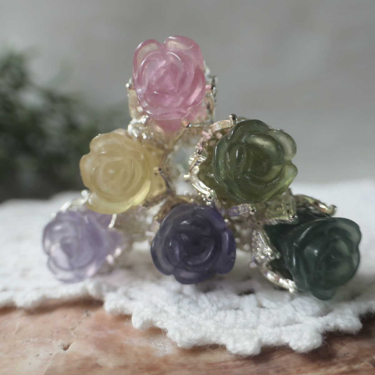 Fluorite Rose Hair Pin