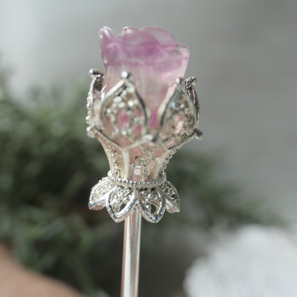 Fluorite Rose Hair Pin