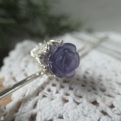 Fluorite Rose Hair Pin