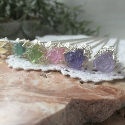 Fluorite Rose Hair Pin