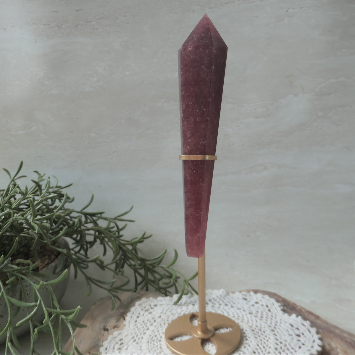 Strawberry Quartz Wand on Stand #1