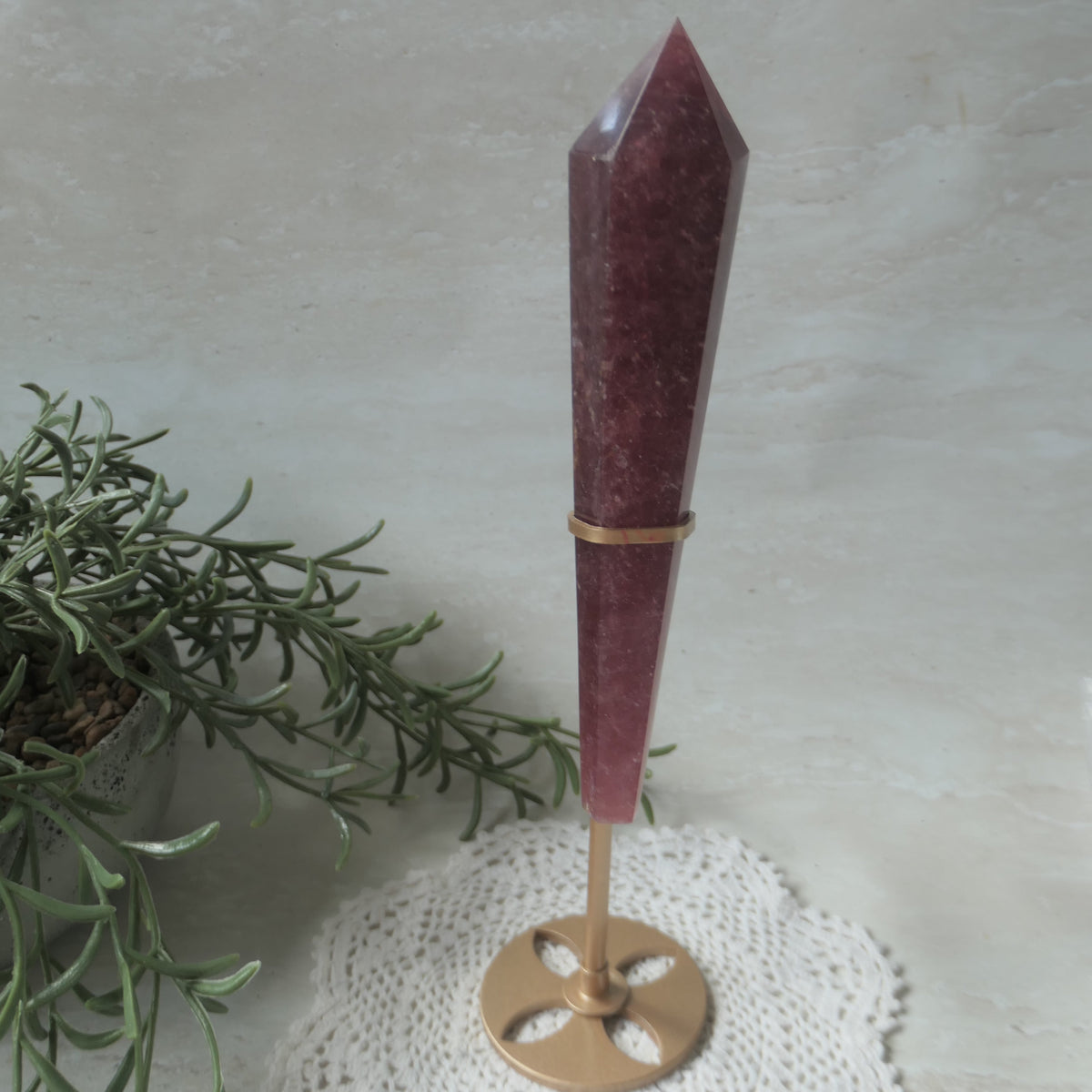 Strawberry Quartz Wand on Stand #1