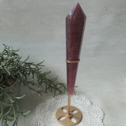 Strawberry Quartz Wand on Stand #1