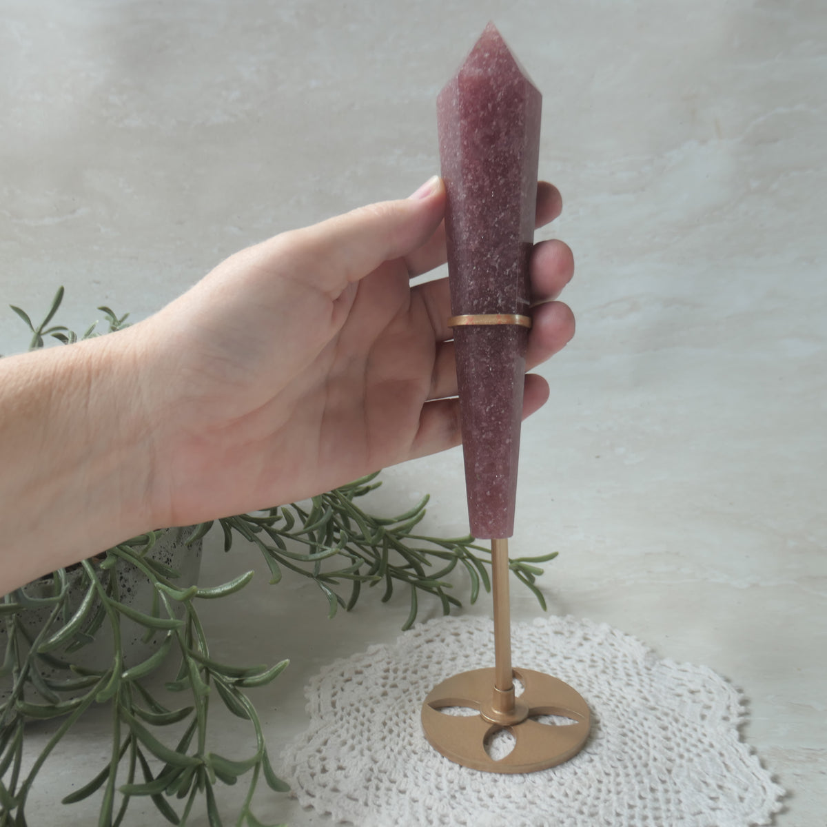 Strawberry Quartz Wand on Stand #2