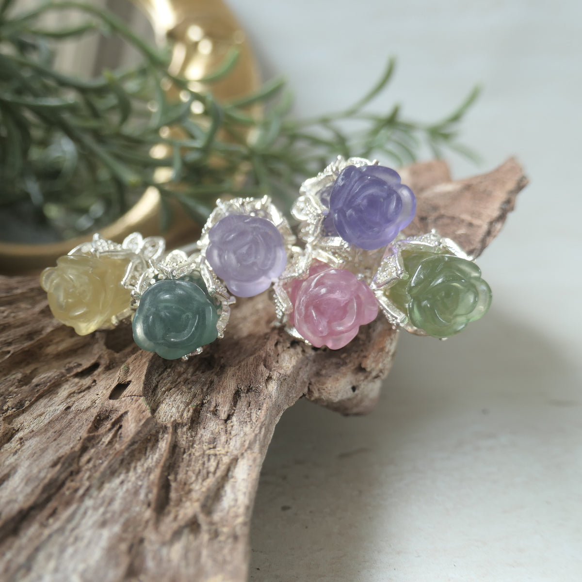 Fluorite Rose Hair Pin