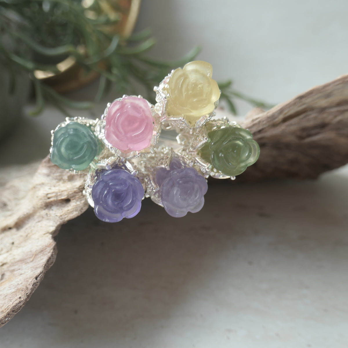 Fluorite Rose Hair Pin