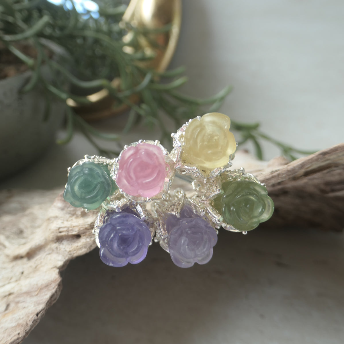 Fluorite Rose Hair Pin