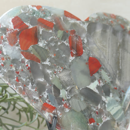 African Blood Stone Heart on stand