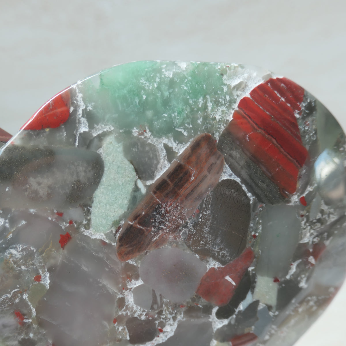 African Blood Stone Heart on stand
