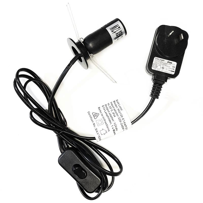Replacement Himalayan Salt Lamp Power Cord – Black (12V DC)