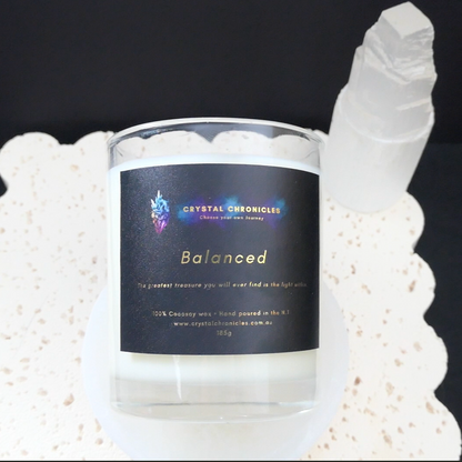 Balanced - Clear Quartz Candle with Balanced Meditation