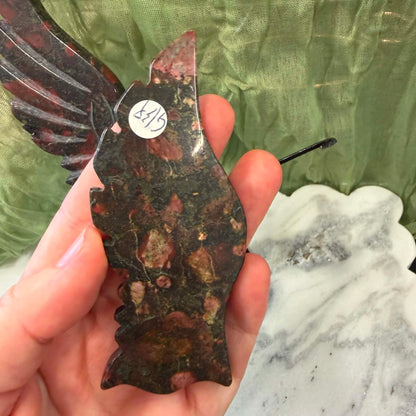 Blood Stone Unicorn Wings on metal stand #2