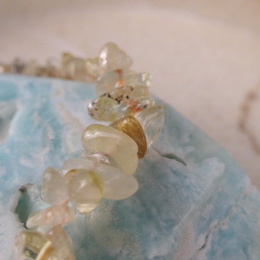 Golden Rutile Quartz Chip Bracelet