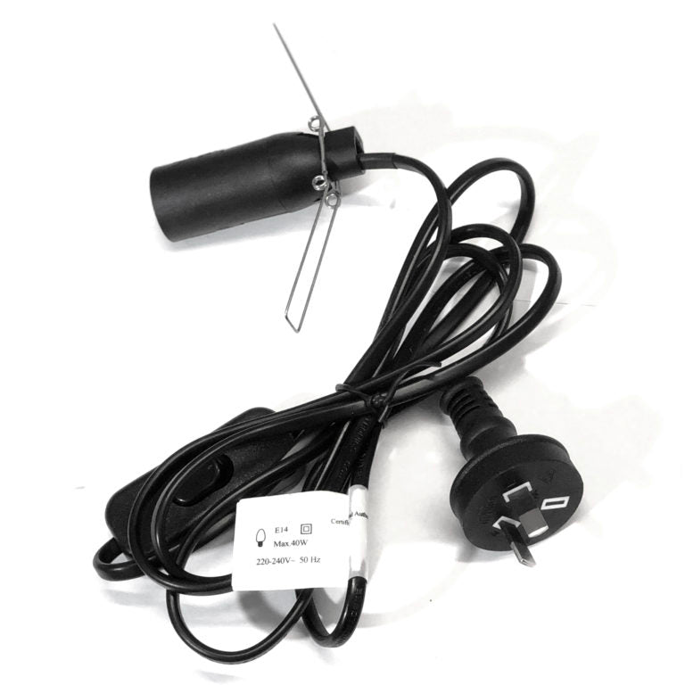 Replacement Crystal Lamp Power Cord – Black (220V-240V)