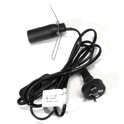 Replacement Crystal Lamp Power Cord – Black (220V-240V)