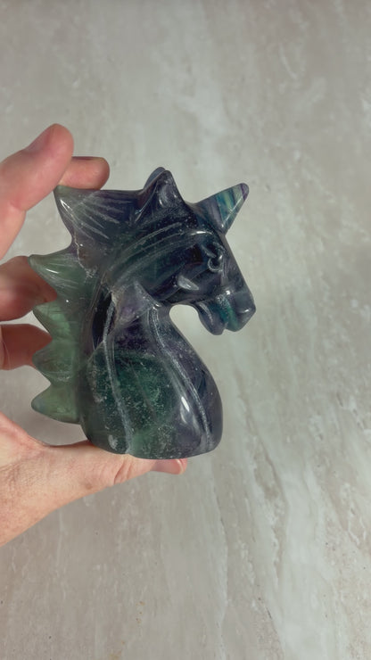 Fluorite Unicorn Head Carving Large
