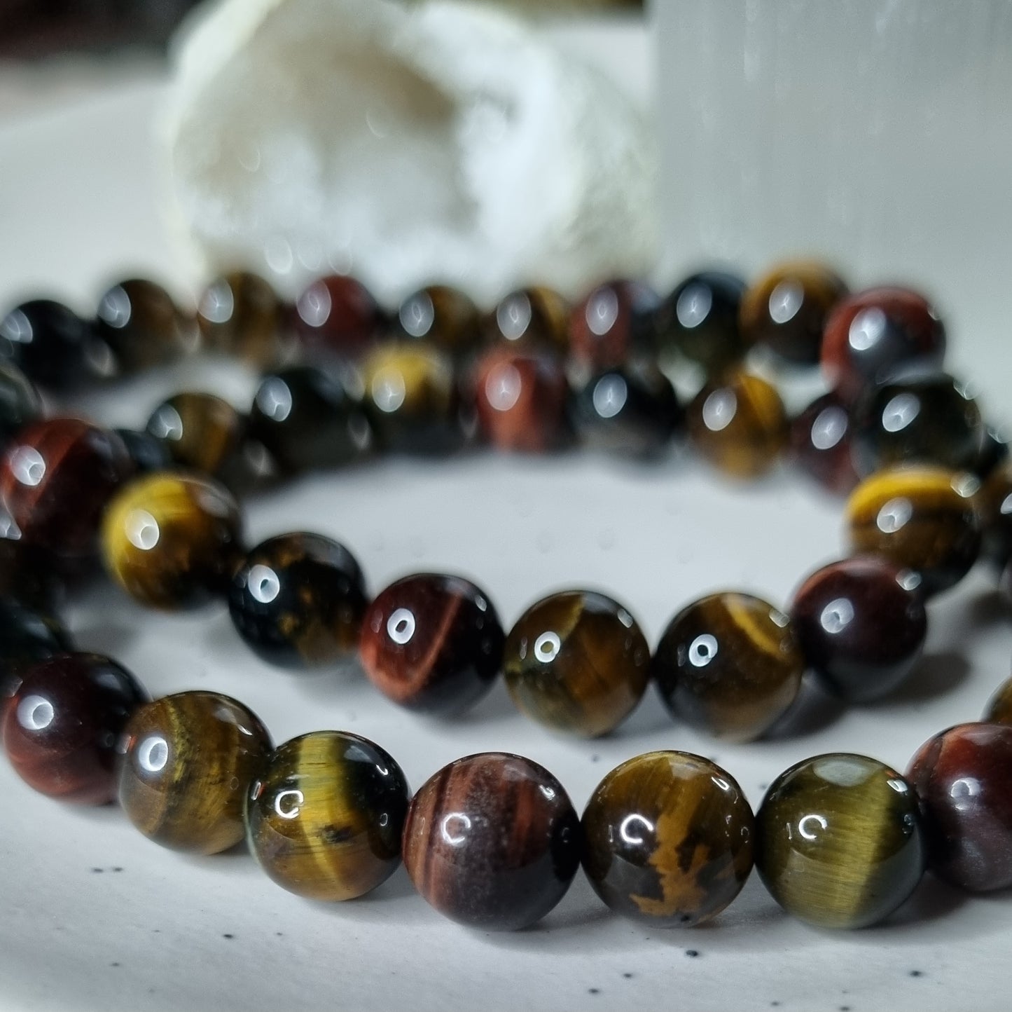 Tri Coloured Tigers Eye bead bracelet 8mm