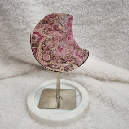 Rhodochrosite Moon on stand-45