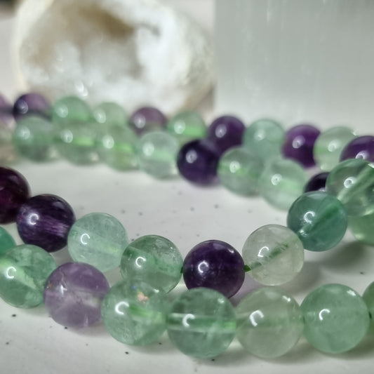 Fluorite bead bracelet 8mm