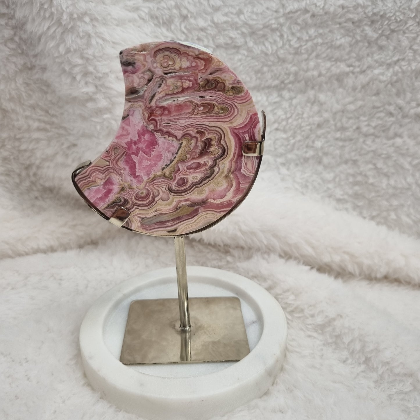 Rhodochrosite Moon on stand-45